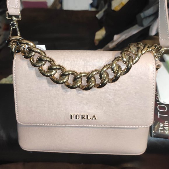 FURLA Saffiano Leather Chunky Chain Crossbody Bag - Picture 3 of 8